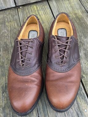 Nike Air Golf Shoes Mens Size 10.5W Waverly Two-Tone Brown Leather Oxfords